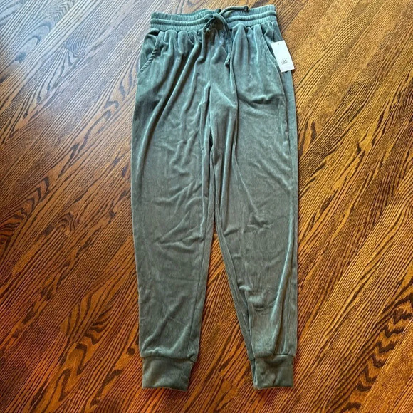 Hippie Rose skinny teal ribbed super soft, stretchy elastic waist boucle joggers - Picture 1 of 6